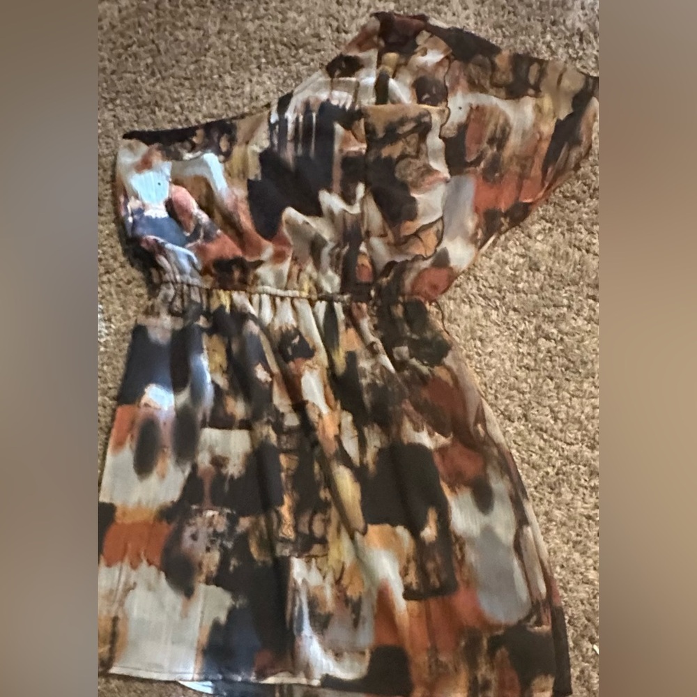 Fire Los Angeles Brown Tan One Shoulder Cocktail Sundress